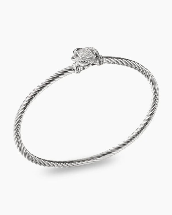 Infinity Bracelet Sterling Silver with Diamonds, 3mm - 17cm