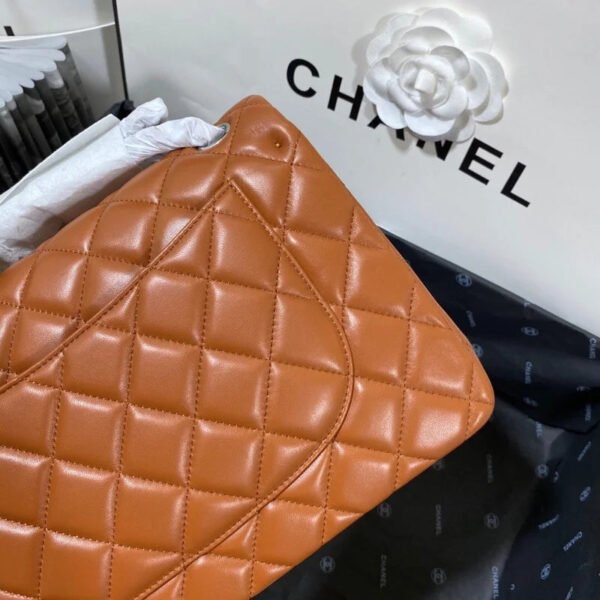 Chanel Large Classic Handbag Silver Hardware Brown For Women, Women&rsquo;s Handbags, Shoulder Bags 11.8in/30cm