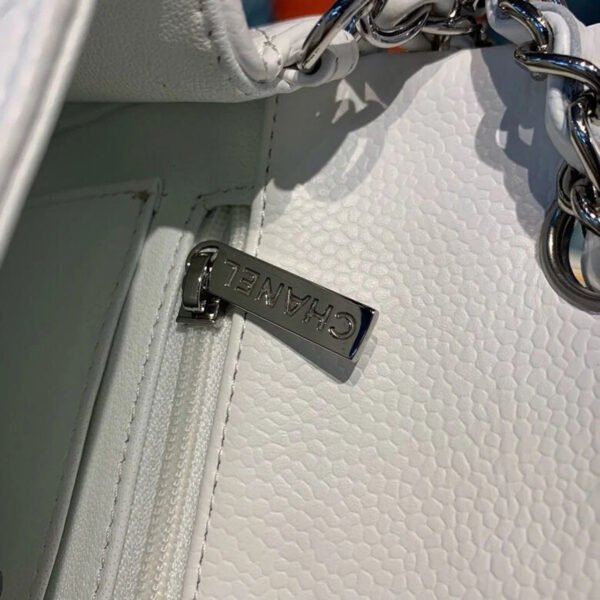 Chanel Small Classic Handbag Silver Hardware White For Women, Women&rsquo;s Bags, Shoulder And Crossbody Bags 7.8in/20cm A01113