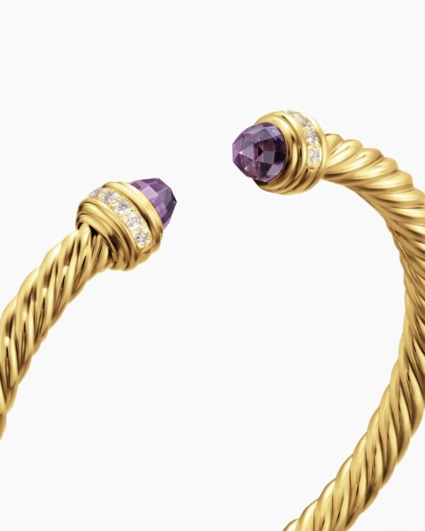 Classic Cablespira&reg; Bracelet 18K Yellow Gold with Amethyst and Diamonds, 5mm