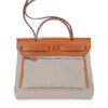 Herbag Zip 31 Bag Beton Toile Militaire / Natural Sable Leather Palladium New w/Box