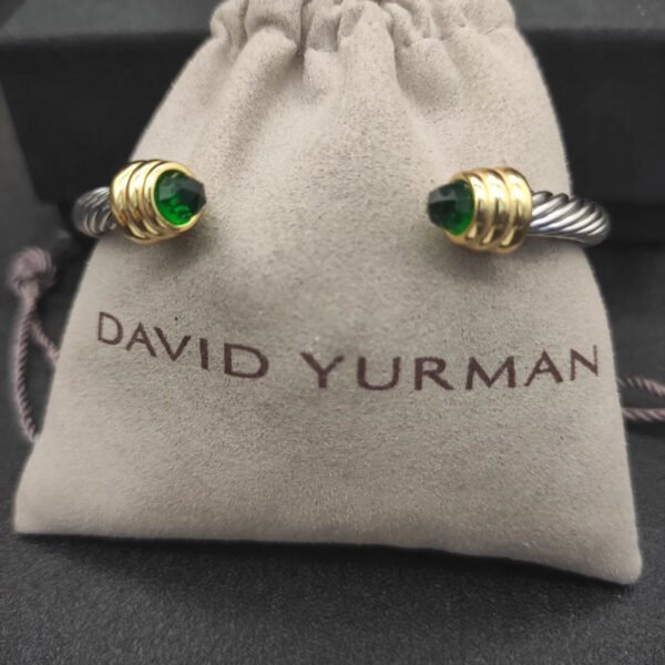 Classic Cable Bracelet Sterling Silver with Peridot and Diamonds, 5mm