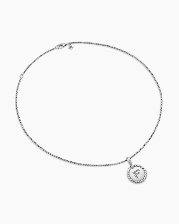 Initial Charm Necklace Sterling Silver with Diamond F