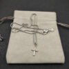 7133EB75-F554-8974-F7F8-F71A2D36E379.jpg Petite X Cross Necklace Sterling Silver with 14K Yellow Gold