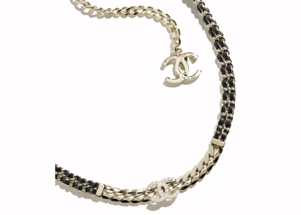 7192FD2D-F277-0BF9-8F39-B09977A3A51B.png Double C Necklace Gold/Black/Crystal