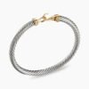 Buckle Classic Cable Bracelet Sterling Silver with 14K Yellow Gold, 5mm