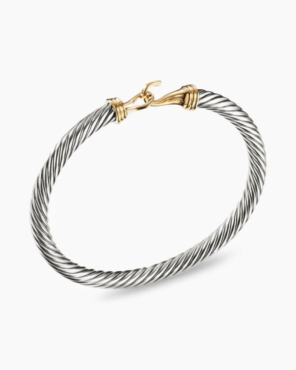 Buckle Classic Cable Bracelet Sterling Silver with 14K Yellow Gold, 5mm