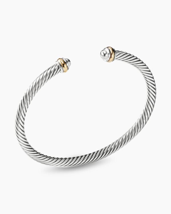 Classic Cable Bracelet Sterling Silver with 18K Yellow Gold, 4mm