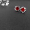 725393F4-EA3C-D98E-982B-C356032D79DA.jpg Infinity Stud Earrings Sterling Silver with Garnets, 13mm