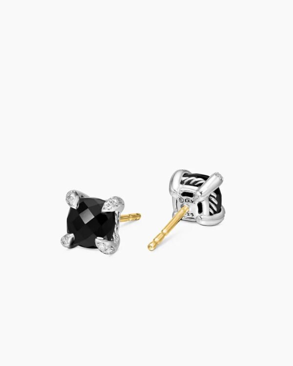 Petite Chatelaine&reg; Stud Earrings Sterling Silver with Black Onyx and Diamonds