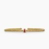 Classic Cablespira&reg; Station Bracelet 18K Yellow Gold with Pav&eacute; Rubies, 3mm