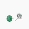 Cushion Stud Earrings 18K White Gold with Pav&eacute; Emeralds, 8mm