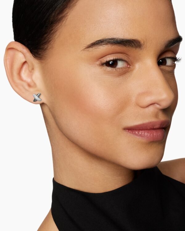 7402377C-3FF5-1A6D-DD7F-7C577D441131.jpg Petite X Stud Earrings Sterling silver with Diamonds, 8.4mm