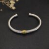 David Yurman 5mm 18k Gold and Sterling Silver Diamond Station Cable Bracelet