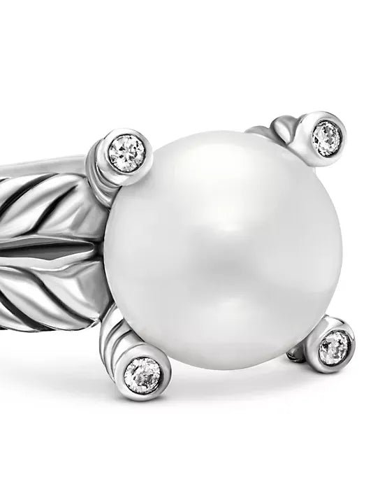 David Yurman  Cable Collectibles&reg; Pearl Ring with Diamonds - 6