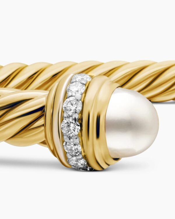 Classic Cablespira&reg; Bracelet 18K Yellow Gold with Pearls and Diamonds, 5mm