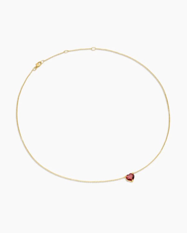 7501309A-C291-7F40-1B86-124531A39708.jpg Chatelaine® Heart Pendant Necklace 18K Yellow Gold with Garnet, 8mm