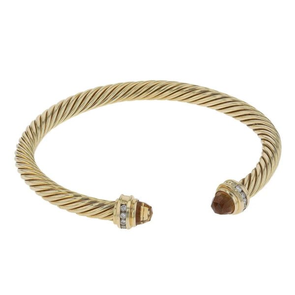 Classic Cablespira&reg; Bracelet 18K Yellow Gold with Half Diamonds, 7mm