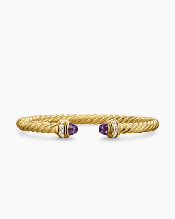 Classic Cablespira&reg; Bracelet 18K Yellow Gold with Amethyst and Diamonds, 5mm