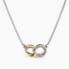 Belmont Curb Link Necklace Sterling Silver with 18K Yellow Gold, 20mm