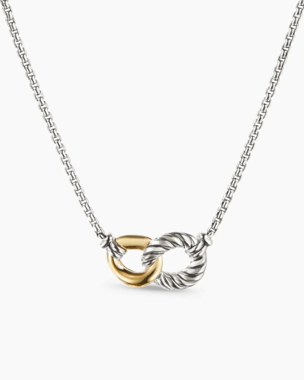 Belmont Curb Link Necklace Sterling Silver with 18K Yellow Gold, 20mm