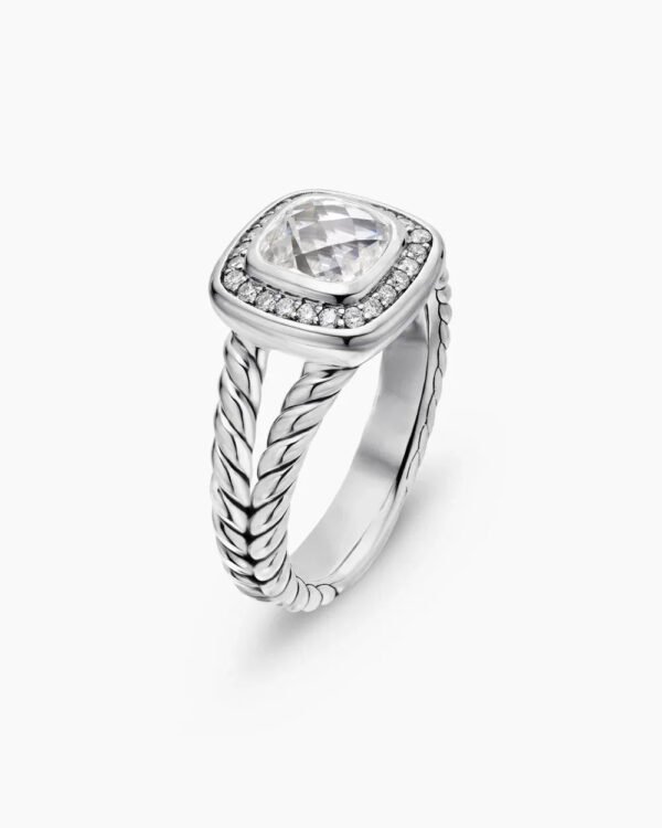 75C8AE0A-3AC2-51E2-7D41-9003DB37C5B0.jpg Petite Albion® Ring Sterling Silver with White Topaz and Diamonds - 6