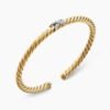 X Cablespira&reg; Station Bracelet 18K Yellow Gold with Pav&eacute; Diamonds, 4mm