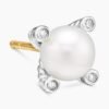 Pearl Stud Earrings Sterling Silver with Pearls and Diamonds, 7.4mm