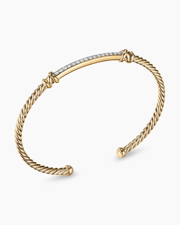 Petite Helena Cablespira&reg; Station Bracelet 18K Yellow Gold with Diamonds, 3mm
