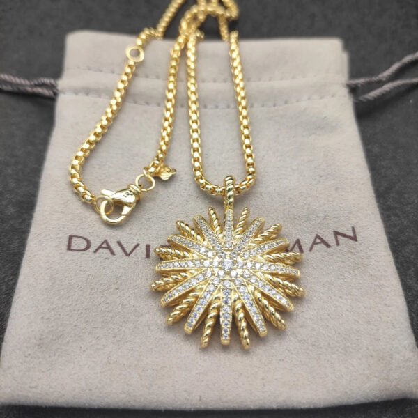 David Yurman  18K Yellow White Gold Diamond Large Starburst Pendant