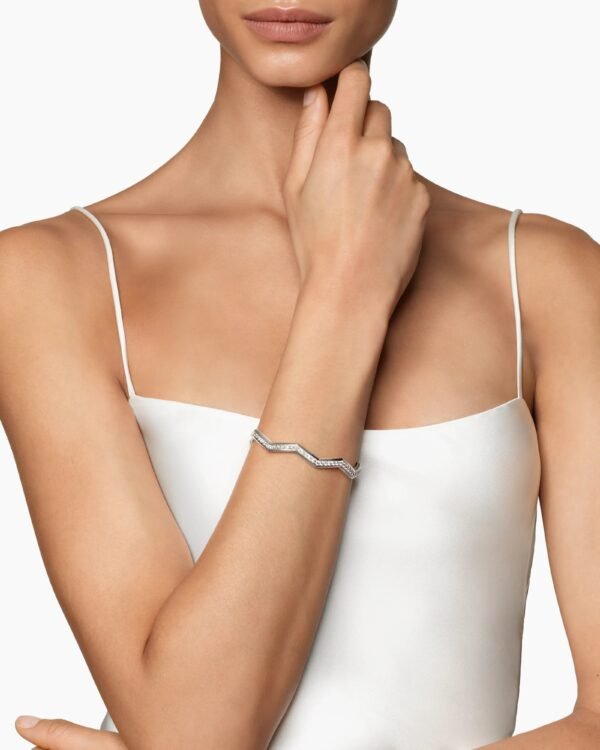 77055C1D-3A0E-1C93-6E6C-2706AE5DF781.jpg Zig Zag Stax??Cuff Bracelet Sterling Silver with Diamonds, 5mm