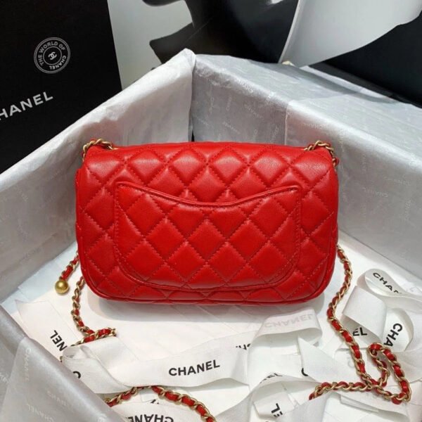 Chanel Flap Bag With CC Ball On Strap Red For Women, Women&rsquo;s Handbags, Shoulder And Crossbody Bags 7.8in/20cm AS1787