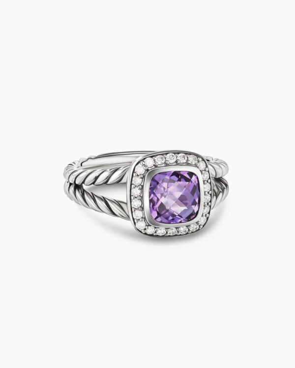 774F2BB3-11F1-5432-E8AD-C2410144841E.jpg Petite Albion® Ring Sterling Silver with Amethyst and Diamonds, 7mm