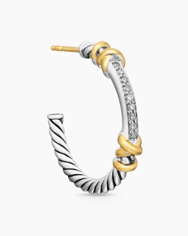 776809FF-4AE0-10D8-B506-D6961B7B7BC0.jpg Petite Helena Wrap Hoop Earrings Sterling Silver with 18K Yellow Gold and Diamonds