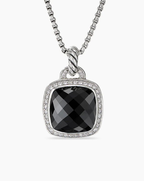 Albion&reg; Pendant Sterling Silver with Black Onyx and Diamonds, 14mm