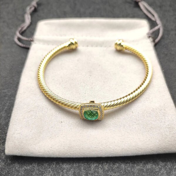Cable Classics Bracelet with Peridot and Diamonds 18K Yellow Gold 4mm
