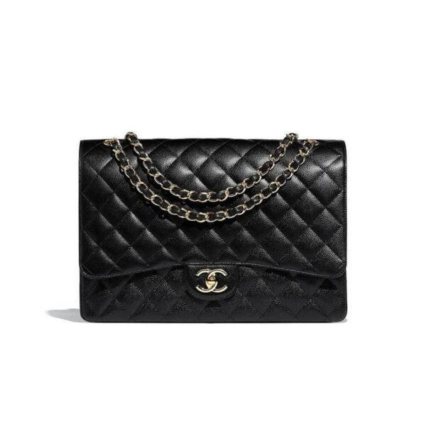 Chanel Classic Maxi Handbag Grained Calfskin & Gold Metal A01115