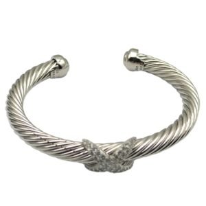 X Classic Cable Station Bracelet in Sterling Silver with Diamonds??mm