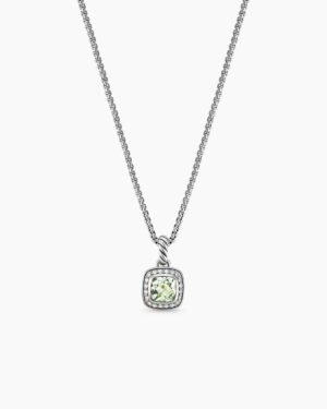 787EE8F9-16E2-EC4D-71BE-A209F18C7D7D.jpg Petite Albion Pendant Necklace Sterling Silver with Prasiolite and Diamonds, 7mm