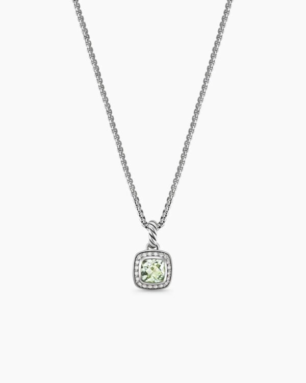 787EE8F9-16E2-EC4D-71BE-A209F18C7D7D.jpg Petite Albion Pendant Necklace Sterling Silver with Prasiolite and Diamonds, 7mm