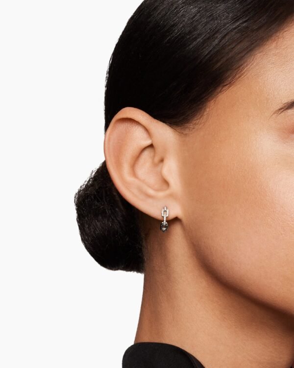 7881F724-C86C-7212-ADA6-1039E895C180.jpg Stax Chain Link Huggie Hoop Earrings 18K White Gold with Diamonds, 24mm