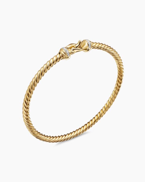 Buckle Cablespira&reg; Bracelet 18K Yellow Gold with Diamonds, 4mm