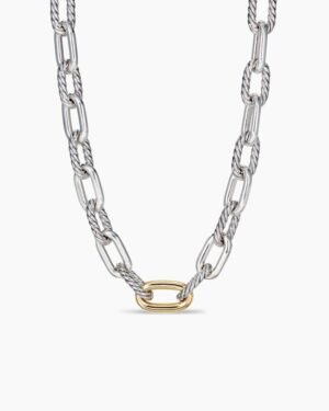 DY Madison Chain Necklace Sterling Silver with 18K Yellow Gold, 13.5mm