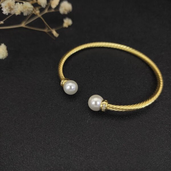Solari Cablespira&reg; Bracelet 18K Yellow Gold with Pearls and Diamonds, 3mm