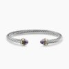 Classic Cable Bracelet Sterling Silver with 14K Yellow Gold and Amethyst, 5mm