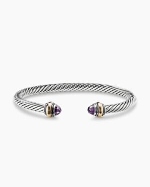 79D45D73-A24D-A428-AB9B-B134E12898D6.jpg Classic Cable Bracelet Sterling Silver with 14K Yellow Gold and Amethyst, 5mm