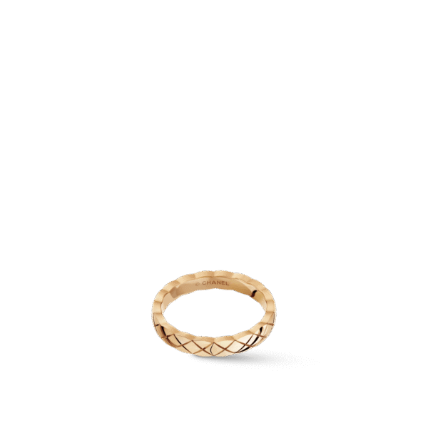 COCO CRUSH RING Quilted motif, mini version, 18K BEIGE GOLD - 6