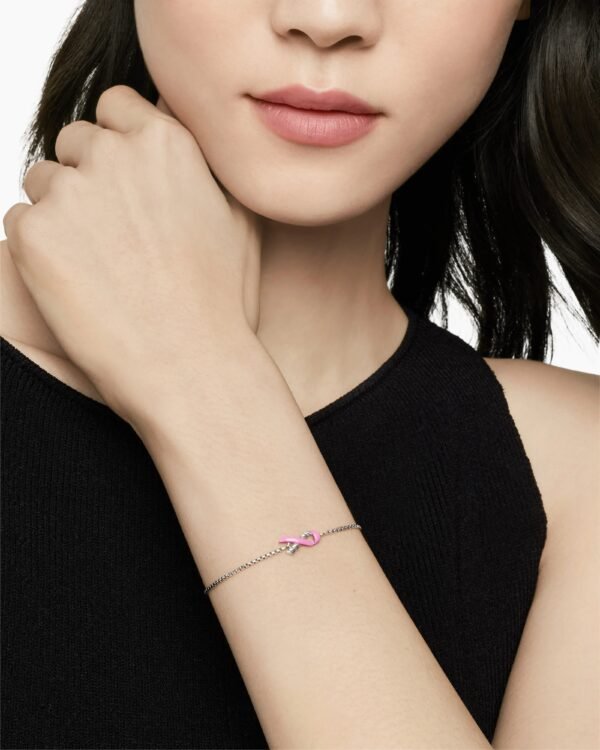 Cable Collectibles&reg; Ribbon Chain Bracelet Sterling Silver with Pink Enamel