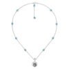 Blind For Love Silver Blue Zirconia Circle Pendant Necklace