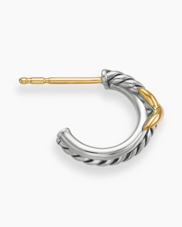 7B2BC63D-A990-D4F0-ECEA-224691A2DE9B.jpg Petite X Hoop Earrings Sterling Silver with 18K Yellow Gold, 12.6mm